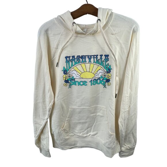 Nashville Pullover Hoodie Medium Ivory Long Sleeve Cotton Blend Graphic 1806 Des - Picture 1 of 6